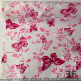 Butterfly Printed Silk Shantung - Pink/White