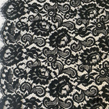 French Floral Finely Corded Chantilly Lace - Black