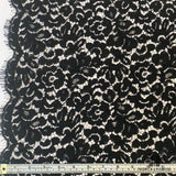 French Lightly Corded Lace - Black