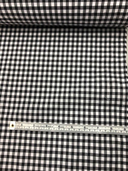 Italian Gingham Check Yarn Dyed Cotton Shirting - Black / White