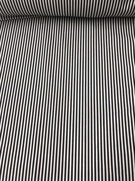 Prewashed Striped Printed Cotton Twill - Black / White