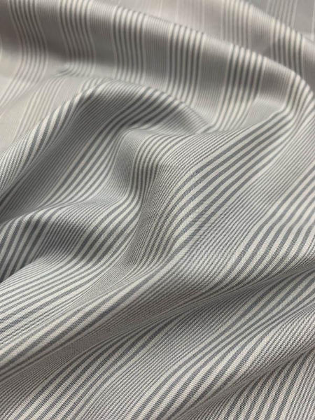 Cali Fabrics Pale Blue, Grey and White Stripe Fine Cotton Shirting