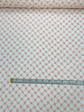 Lattice Crosshatch Printed Silk Crepe de Chine - White / Orange