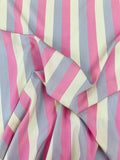 Vertical Striped Printed Heavy Silk Habotai - Pink / Cream / Lavender