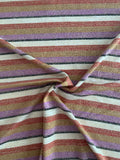Horizontal Multi Striped Rayon Poly Jersey Knit with Lurex - Purple / Saddle / Brick / Black / Gold