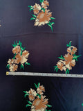 Romantic Floral Printed Fine Silk Twill - Black / Tan / Mocha / Green