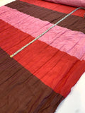 Italian Wide Striped Ruched Silk and Poly - Pink / Red / Brown