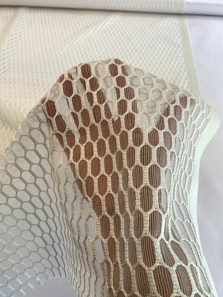 mesh dress material Novelty Embroidered Polyester Mesh - Off-White