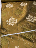 Double-Sided Large Scale Regal Damask-Like Silk Brocade - Olive Green / Sand