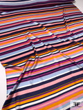 Horizontal Multistriped Printed Silk Charmeuse - Multicolor