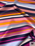 Horizontal Multistriped Printed Silk Charmeuse - Multicolor