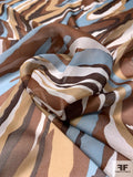 Marble Printed Silk Chiffon - Brown / Tan / Dusty Blue / White