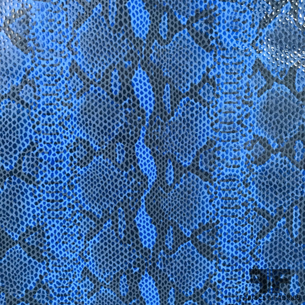 Snake Printed Finished Sueded Leather Blue/Black Fabrics & Fabrics