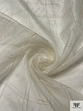 Threaded Windowpane Silk Organza - Off-White / Champagne / Silver