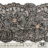 Beaded Floral Lace Trim - Black/Pale Pink - Fabrics & Fabrics NY