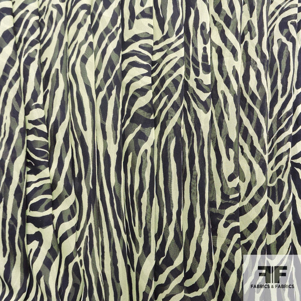 Zebra Printed Silk Chiffon - Black / Light Ivory