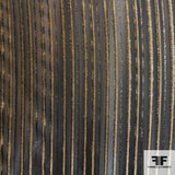 French Metallic Striped Burnout Panne Velvet - Metallic/Dark Grey