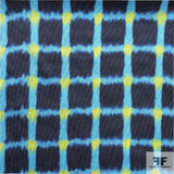 Tie-Dye Windowpane Rayon Jersey Knit - Blue/Green