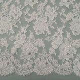Beaded Alencon Lace - White - Fabrics & Fabrics NY