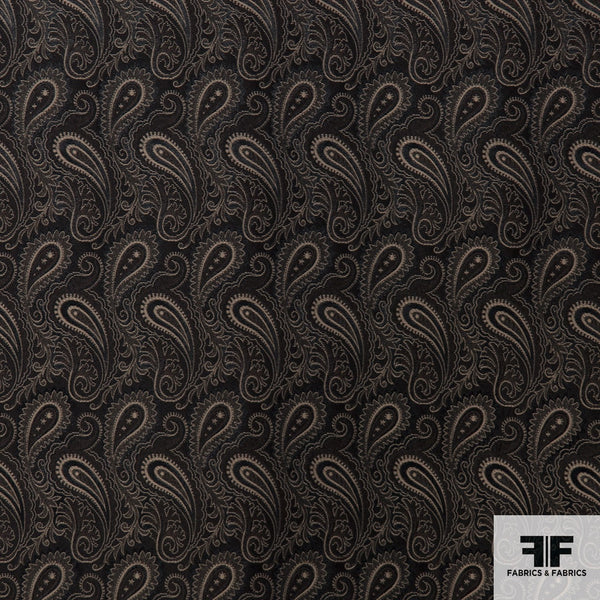 Black/Brown Paisley Woven Brocade - Fabrics & Fabrics