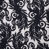 Large-Scale Fern Printed Wool Crepe - Black/Off-White
