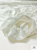 Multi-Directional Origami Like Pleated Lightweight Polyester Satin - Off-White