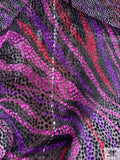 Italian Prabal Gurung Wavy Striations Printed Burnout Velvet - Purple / Dusty Pink / Merlot / Black