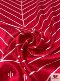 Geometric Silk Jacquard Panel - Red / White