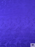 Leaf Pattern Jacquard Satin Face Organza - Indigo Blue