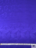 Leaf Pattern Jacquard Satin Face Organza - Indigo Blue