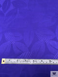 Leaf Pattern Jacquard Satin Face Organza - Indigo Blue