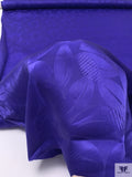 Leaf Pattern Jacquard Satin Face Organza - Indigo Blue