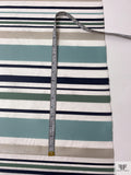 Satin and Lurex Striped Silk Organza - Seafoam / Navy / Soft Green / Silver