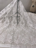 Marchesa Double-Scalloped Floral Vine Corded Bridal Lace - Silk White