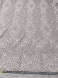 Marchesa Double-Scalloped Floral Vine Corded Bridal Lace - Silk White