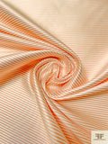 Horizontal Striped Yarn-Dyed Silk Zibeline - Orange / Off-White