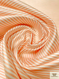 Horizontal Striped Yarn-Dyed Silk Zibeline - Orange / Off-White
