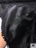 Circles in Circles Embroidered Polyester Taffeta - Black