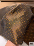 Small Square Dot Silk Necktie Jacquard Brocade - Turmeric / Brown