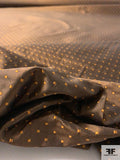 Small Square Dot Silk Necktie Jacquard Brocade - Turmeric / Brown