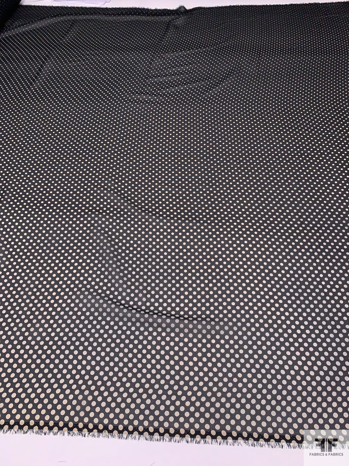 Gradient Polka Dot Printed Silk Chiffon - Black/Beige