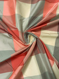 Plaid Yarn-Dyed Silk Taffeta - Strawberry Red / Coral / Sage / Ivory