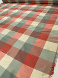 Plaid Yarn-Dyed Silk Taffeta - Strawberry Red / Coral / Sage / Ivory