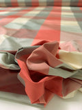 Plaid Yarn-Dyed Silk Taffeta - Strawberry Red / Coral / Sage / Ivory