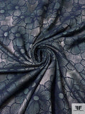 Floral Embroidered Brocade - Ash Dark Green / Navy / Grey