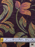 Leaf Blossom Tapestry-Look Brocade - Dark Purple / Greens / Turmeric / Red