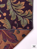 Leaf Blossom Tapestry-Look Brocade - Dark Purple / Greens / Turmeric / Red