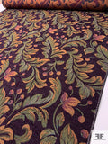 Leaf Blossom Tapestry-Look Brocade - Dark Purple / Greens / Turmeric / Red