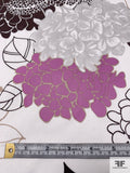 Made in Switzerland Hydrangea Printed Fine Cotton Twill - Orchid Pink / Dark Brown / White / Grey