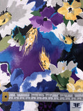 Made in Switzerland Calming Floral Printed Fine Sateen-Twill - Indigo Blues / Purple / Soft Yellow / Black